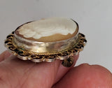 Second -Antique Hand carved Italian Shell Cameo Brooch & Pendant Marked 800 Silver F269