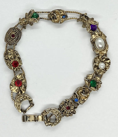Vintage 7.5 inch Victorian style silver slide bracelet F271