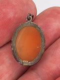 Petite Silver Vintage Italian Cameo Pendant Hand carved carnelian Conch Shell F278