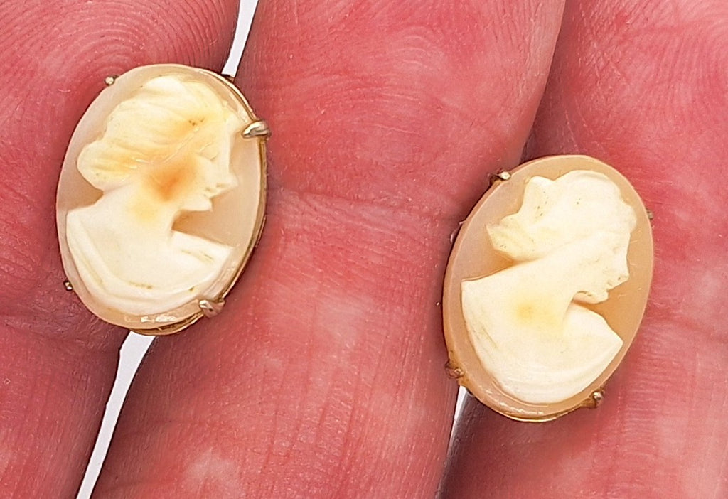 Italian Shell Cameo Screwback Earrings F282