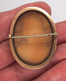 Large Antique Hand carved Italian Shell Cameo Brooch Diana? Selene? F283
