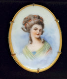 Antique Victorian Limoges French Hand Painted Porcelain Portrait Brooch Pin F284