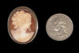Antique Silver Italian Shell Cameo Hand Carved Pendant and Brooch F286