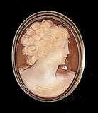 Antique Silver Italian Shell Cameo Hand Carved Pendant and Brooch F286