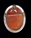 Antique Silver Italian Shell Cameo Hand Carved Pendant and Brooch F286