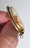 Large Antique Hand Carved Italian Shell Cameo Brooch Pendant F290