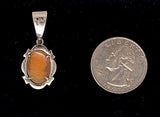 Petite Sterling Vintage Italian Cameo Pendant Hand Carved Carnelian Shell F315
