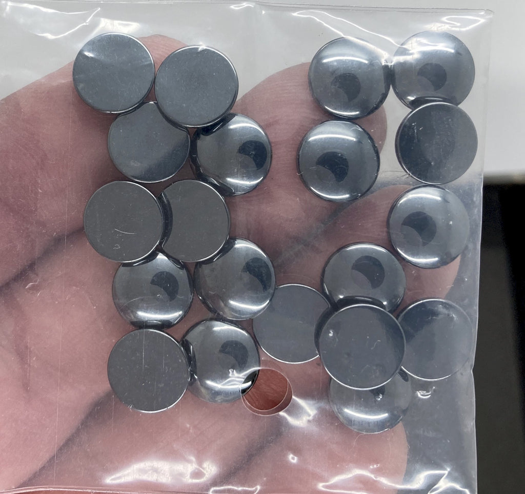 CLOSEOUT- 20pcs. of 10mm flat back round hematite  L755