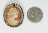 Antique Vintage Hand carved Italian Shell Cameo Brooch Pendant gold filled F233