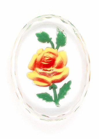 40x30mm Vintage German Glass Intaglio Rose Cameo Cabochon J104