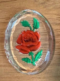 40x30mm Vintage German Glass Intaglio Red Rose Cameo Cabochon J105