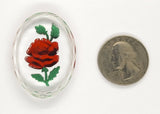 40x30mm Vintage German Glass Intaglio Red Rose Cameo Cabochon J105