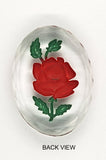40x30mm Vintage German Glass Intaglio Red Rose Cameo Cabochon J105