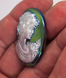40x30mm Vintage Iridescent Victorian Ponytail Woman Resin Cameo J107