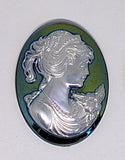 40x30mm Vintage Iridescent Victorian Ponytail Woman Resin Cameo J107
