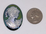40x30mm Vintage Iridescent Victorian Ponytail Woman Resin Cameo J107