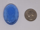 40x30mm Vintage German Faceted Blue Glass Woman Cameo Cabochon J108