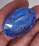 40x30mm Vintage German Faceted Blue Glass Woman Cameo Cabochon J108