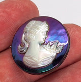 25mm Vintage Iridescent Victorian Ponytail Woman Resin Cameo J109