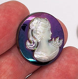 25mm Vintage Iridescent Victorian Ponytail Woman Resin Cameo J109