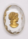 40x30mm Vintage German Glass Intaglio Woman Cameo Cabochon J110