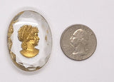 40x30mm Vintage German Glass Intaglio Woman Cameo Cabochon J110