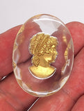 40x30mm Vintage German Glass Intaglio Woman Cameo Cabochon J110