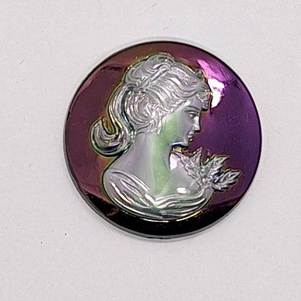 30mm Vintage Iridescent Victorian Ponytail Woman Resin Cameo J111