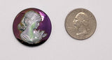 30mm Vintage Iridescent Victorian Ponytail Woman Resin Cameo J111
