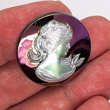 30mm Vintage Iridescent Victorian Ponytail Woman Resin Cameo J111