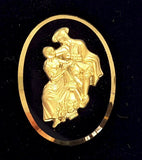 40x30mm Vintage German Glass Lover Cameo Gold and Black J179