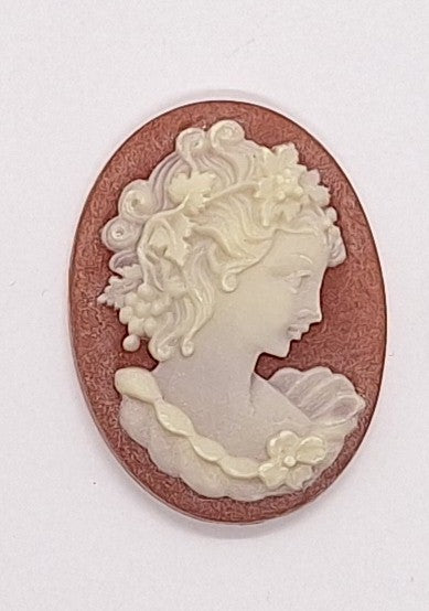 40x30mm Carnelian and Ivory Victorian Woman Resin Cameo J122