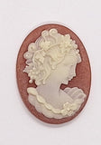 40x30mm Carnelian and Ivory Victorian Woman Resin Cameo J122