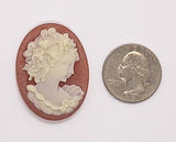 40x30mm Carnelian and Ivory Victorian Woman Resin Cameo J122