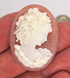 40x30mm Carnelian and Ivory Victorian Woman Resin Cameo J122