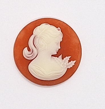 25mm Carnelian and White Victorian Ponytail Woman Resin Cameo J123