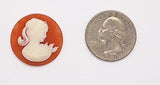 25mm Carnelian and White Victorian Ponytail Woman Resin Cameo J123
