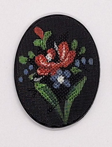 40x30mm Vintage German Glass Flower Cameo Cabochon J126