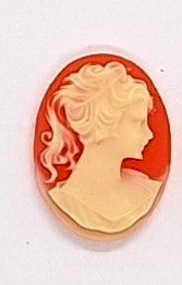 18x13mm Carnelian and Ivory ponytail girl ( right facing only ) resin cameos J127