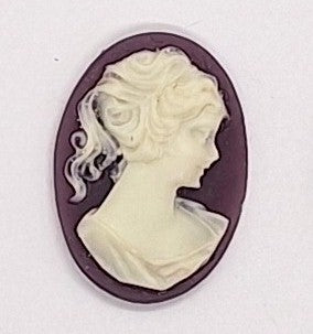 25x18mm Purple and White Ponytail Girl Resin Cameo J129