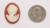 25x18mm Carnelian and White Woman with Short Hair Resin Cameo J133