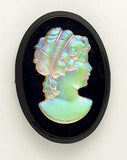25x18mm Vintage Iridescent German Woman Glass Flat Back Cameo J135