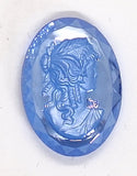 25x18mm Vintage German Faceted Blue Glass Woman Cameo Cabochon J138