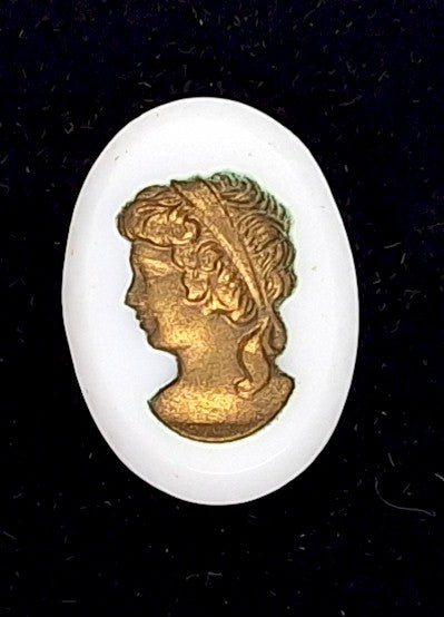 18x13mm Vintage German Glass Intaglio Woman Cameo Cabochon J139