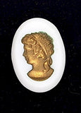 18x13mm Vintage German Glass Intaglio Woman Cameo Cabochon J139