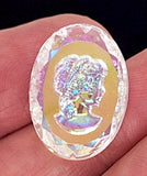 25x18mm Vintage German Woman Glass Cameo Reverse Intaglio AB CRYSTAL J140