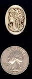 25x18mm Vintage German Milk Glass Woman Cameo Cabochon J144