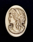 25x18mm Vintage German Milk Glass Woman Cameo Cabochon J144