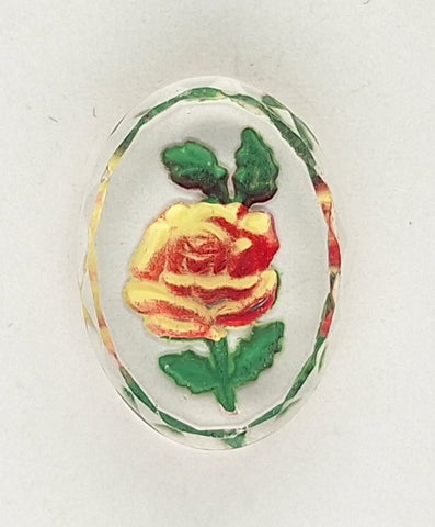 18x13mm Vintage German Glass Intaglio Yellow orange Rose Cameo Cabochon J145