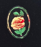 18x13mm Vintage German Glass Intaglio Yellow orange Rose Cameo Cabochon J145